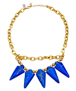K. Amato Blue and Gold Spiked Choker Necklace