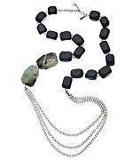 K. Amato Silver and Blue Goldstone Amazonite Necklace