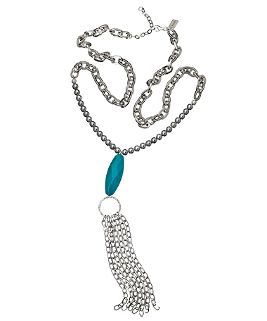 K. Amato Silver and Teal Multi-Chain Necklace
