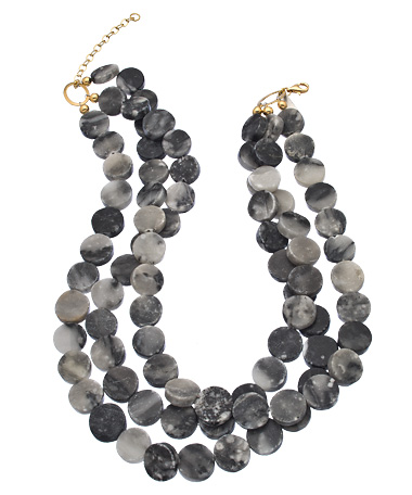 K. Amato Gold and Marble Triple Coin Necklace