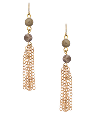 K. Amato Gold Stacked Tassel Drop Earrings