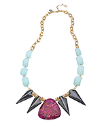 K. Amato Fuchsia and Hematite Spike Pendant Necklace