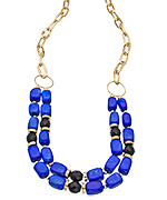 K. Amato Lapis Double Strand Bead & Chain Necklace