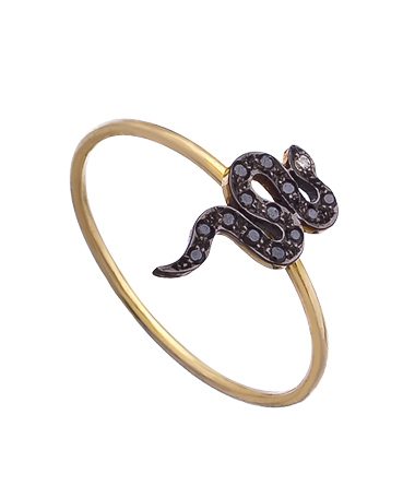 Kacey K Fine Jewelry Gold and Mini Diamond Snake Ring