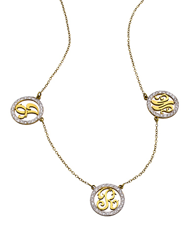 Kacey K Fine Jewelry Gold and White Diamond Extra Small Multi Initial Necklace