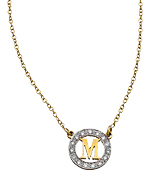 Kacey K Fine Jewelry Gold and White Diamond Extra Small Cutout Initial Necklace