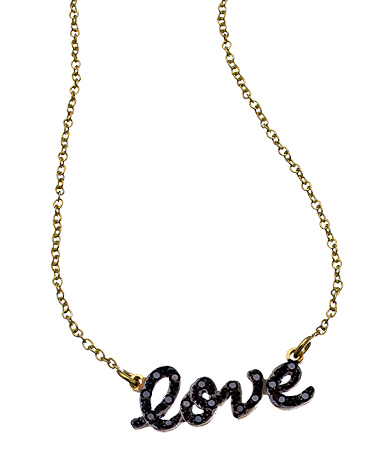 Kacey K Fine Jewelry Gold and Black Diamond Script 'love' Necklace