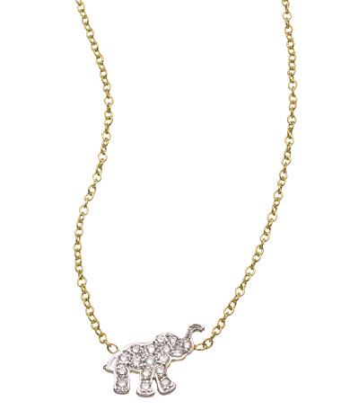 Kacey K Fine Jewelry Gold and Mini Diamond Elephant Necklace