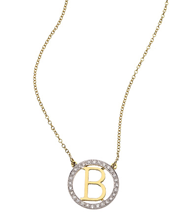 Kacey K Diamond Rim Initial Pendant Necklace