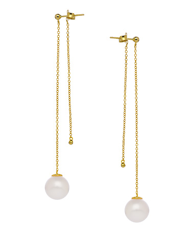 Kacey K Pearl Front and Back Earrings