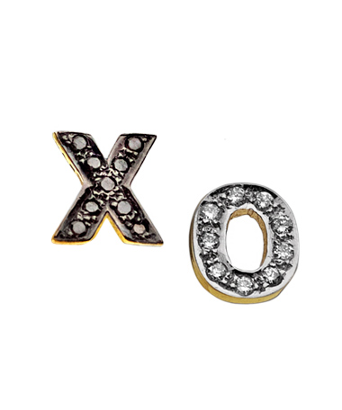 Kacey K Fine Jewelry Gold and Diamond Mini XO Stud Earrings