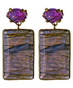 Kanupriya Labradorite Rectangle Drop Earrings