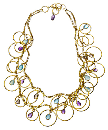 Kanupriya Circle and Tear Drop Multi-Stone Necklace