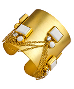 Kanupriya White Agate Gold Chain Harness Cuff