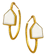 Kanupriya White Agate Home Plate Hoop Earrings