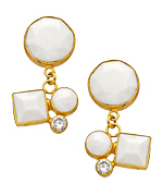 Kanupriya White Agate Circle Square Cluster Earrings