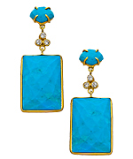 Kanupriya Marquise Rectangle Turquoise CZ Drop Earrings