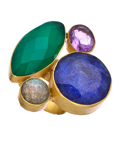 Kanupriya Multi Gemstone Cluster Cocktail Ring