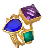 Kanupriya Amethyst Triple Gemstone Ring Set