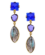 Kanupriya Triple Gemstone Marquise Drop Earrings