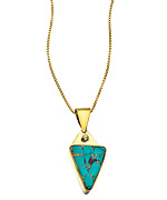 Karen London Gold Brass and Turquoise Wanderer Pendant Necklace