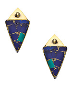 Karen London Brass Lapis and Turquoise Desert Moon Earrings