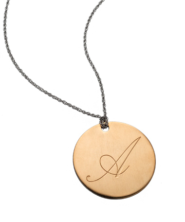 Kendra Phillip Large Reversible Initial Brushed Silver Plated Necklace