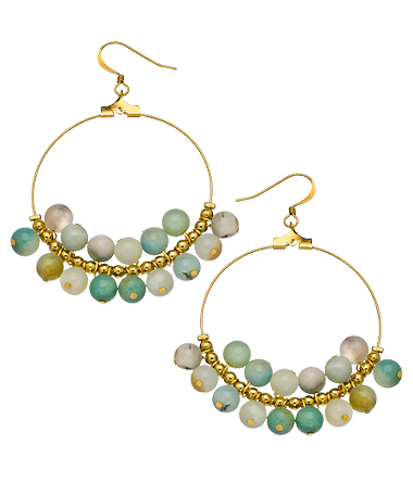 Kenneth Jay Lane Jade Cluster Hoop Earrings