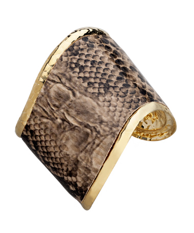 Kenneth Jay Lane Python and Gold Cuff Bracelet