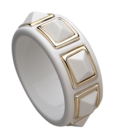 Kenneth Jay Lane White Gold Trimmed Pyramid Bangle