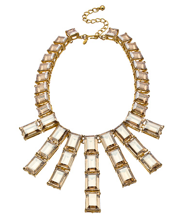 Kenneth Jay Lane Gold and Square Crystal Bib Necklace
