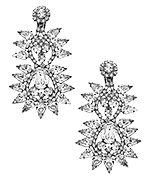 Kenneth Jay Lane Two Tier Crystal Spike Clip-On Earrings