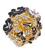 Kenneth Jay Lane Black & White Dome Flower Ring
