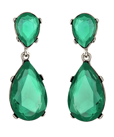 Kenneth Jay Lane Green Austrian Crystal Teardrop Earrings