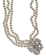 Kenneth Jay Lane Flower-Clasp Pearl Necklace