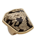 Kenneth Jay Lane Printed Snakeskin Enamel Ring