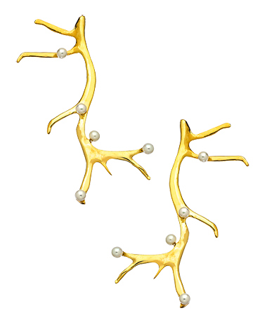 KiraKira Gold Antler Earrings