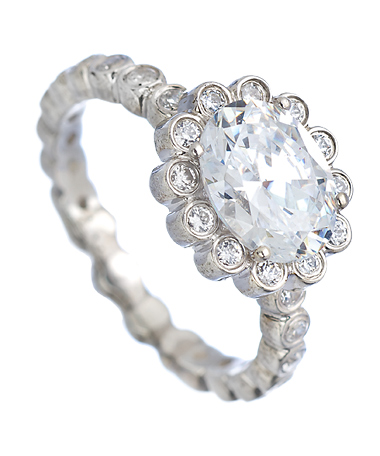 KiraKira Silver White Topaz and Crystal Grace Ring