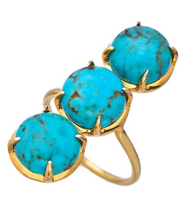 KiraKira Gold and Turquoise Three Stone Gemma Ring