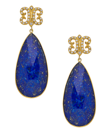 KiraKira Lapis & White Sapphire Arabesque Earrings