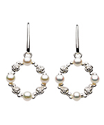 Kit Heath Rose and Pearl Circle Drop Earrings