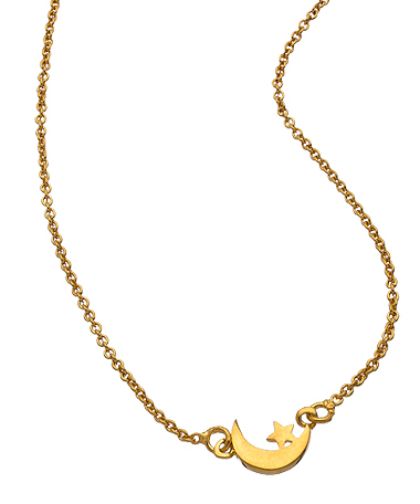 Crystal Streets Tiny Moon and Star Necklace