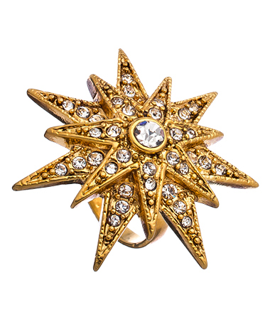 Crystal Streets Gold Crystal Starburst Ring