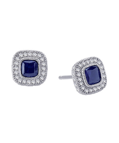 Lafonn Regal Cushion Sapphire Color Stud Earrings