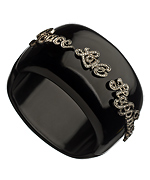 Krystal Sasso Large Black Phrase Bangle Bracelet