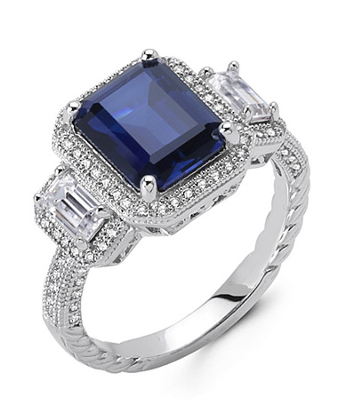 Lafonn Regal Emerald Cut Sapphire Color Ring