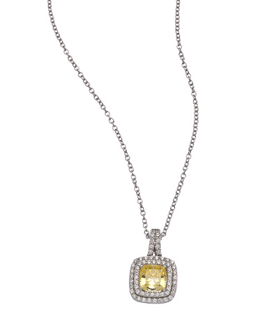 Lafonn Canary Cushion Pendant Necklace