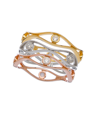Lafonn Tri-Color Wavy Wendy Stackable Rings