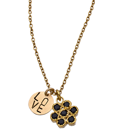 Lauren Sigman Audra Collection Black Diamond Water Lily Love Pendant Necklace