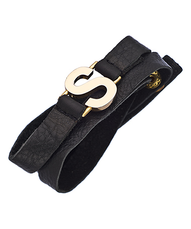 Lisa Stewart Leather Garamond Personalized Initial Wrap Bracelet